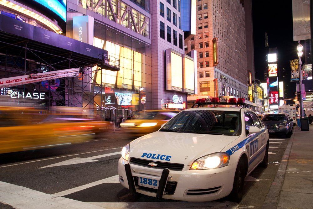 New York Police car is standing by on Times Square New York in the evening after the attempted car bomb incident happened on May 1, 2010. The city has tightened up security.